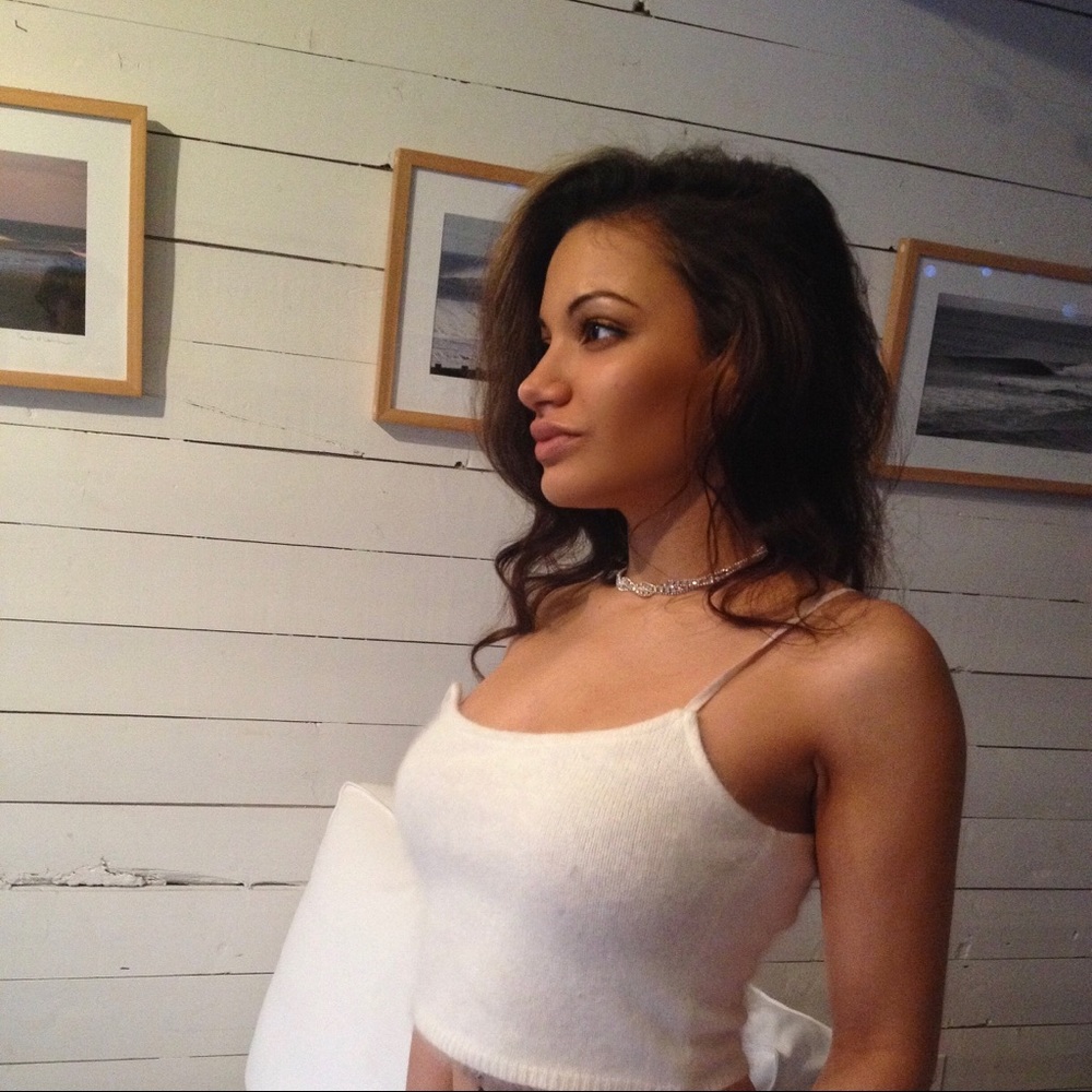 American Apparel White Fuzzy Crop Top